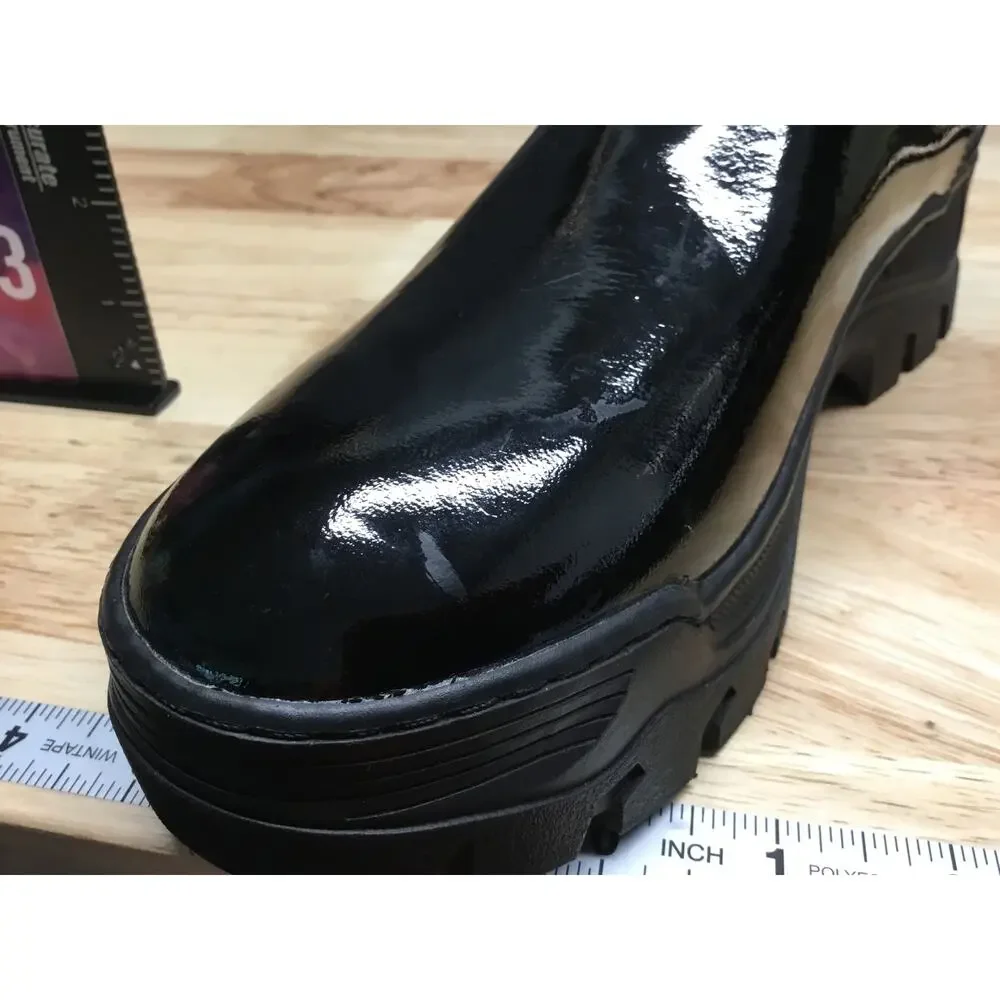 Greats Hewes Women's 9.5 Black Patent Leather Pull-On Round Toe Chelsea Boots